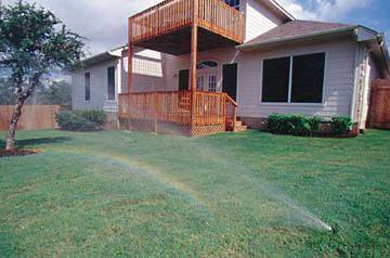 Sprinkler irrigation system in operation